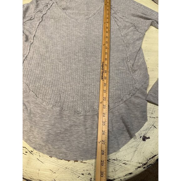 We The Free Gray Long Sleeve Waffle Knit V-Neck Pullover Sweater S - Picture 5 of 5